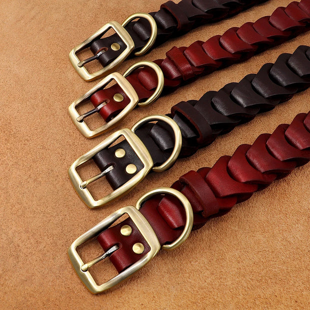 Cow Leather Dog Collar Genuine Leather Big Dog Collars Labrador Pet Collars Accessories for Medium Large Dogs German Shepherd