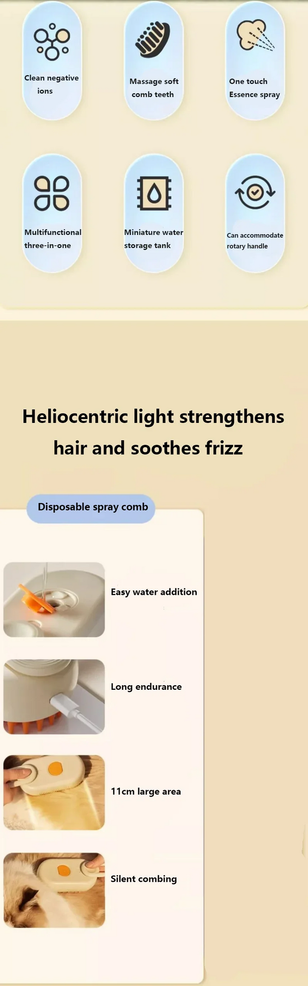 Steam Brush Cat Brush Cats Vaporizer Pet Hair Brush Remover Pets Cleaning Steamy Spray Massage Comb 3in1 Grooming Supplies