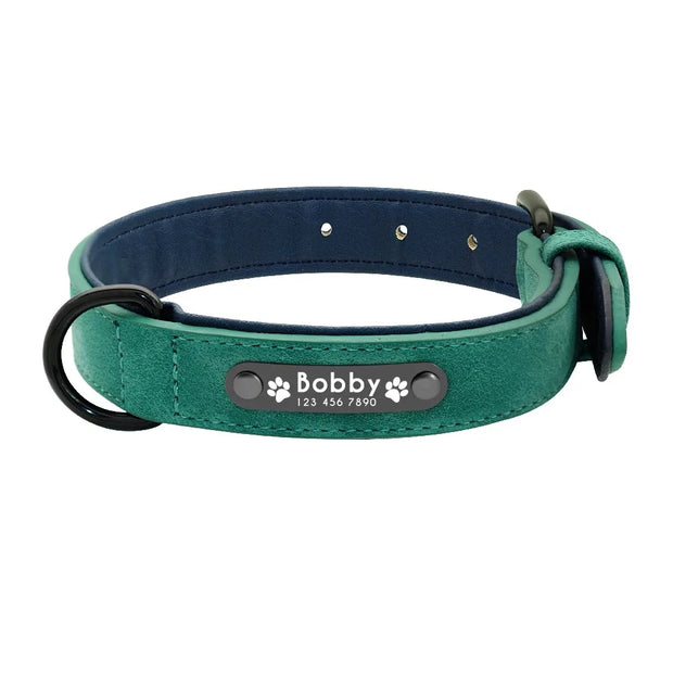 Custom Text name Leather Dog Collar Personalized Name ID Tags  Dog Collars For Small Medium Large Dogs Pitbull Bulldog Beagle