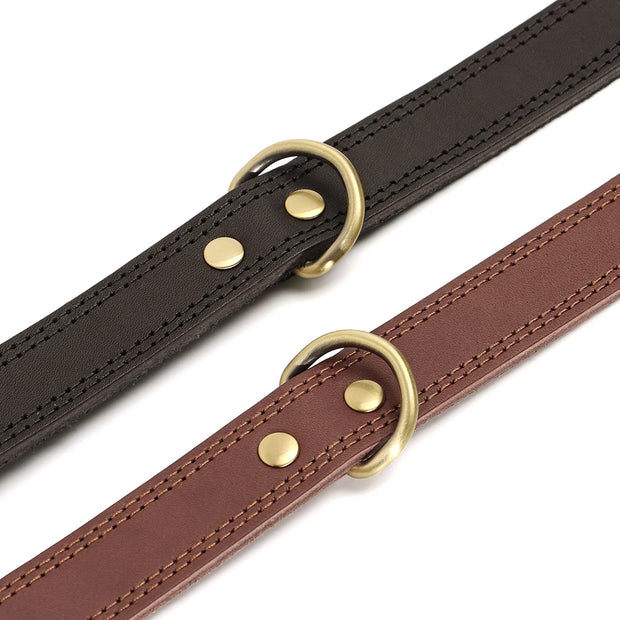 Durable Leather Dog Collar Real Leather Dog Collars Adjustable For Medium Large Dogs German Shepherd Training Hunting Brown