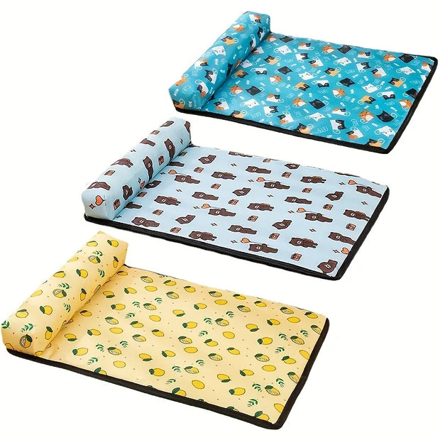 Pet Dog Pillow Cooling Mat Pad Summer Dogs Cats Ice Silk Cooling Blanket Cushion Pet Accessories
