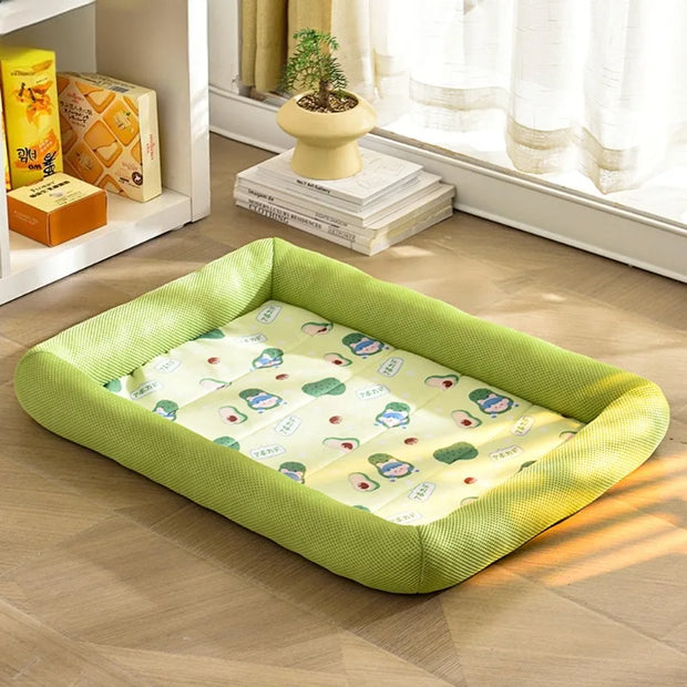 1 PC Summer Pet Cooling Pad Breathable Non-Slip Square Dog Nest for Pet Small Cats Dogs Print Summer Cooling Comfort Pet Bed Pad