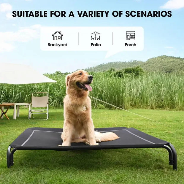 Elevated Dog Bed for Large Dogs Cooling Pet Cot Breathable Mesh Durable Frame Easy Clean Raised Pet Bed Indoor Outdoor Home