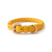 PU Leather Alloy Dog Collar Durable Fashion Knitted Traction Rope for Medium Dogs Outdoor Walking Accessories