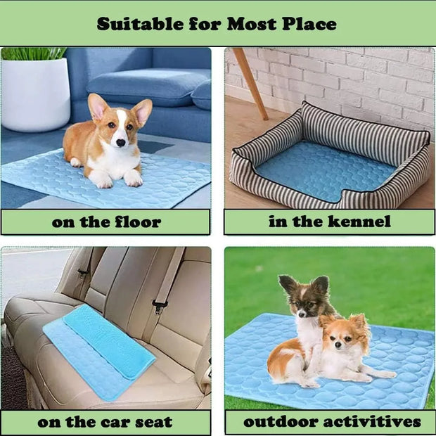 Pet Cooling Mat for Dogs,Dog Self Cooling Pad, Ice Silk Self Cooling Mat Sleep Pad Foldable Summer Cool Mat Blanket for Cats