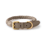 PU Leather Alloy Dog Collar Durable Fashion Knitted Traction Rope for Medium Dogs Outdoor Walking Accessories