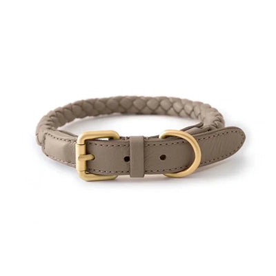 PU Leather Alloy Dog Collar Durable Fashion Knitted Traction Rope for Medium Dogs Outdoor Walking Accessories