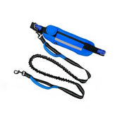 Hands Free Waist Leash for Dog Walking Running Hiking with Zipper Pouch, Adjustable Belt, Dual Padded Handles, Reflective Bungee