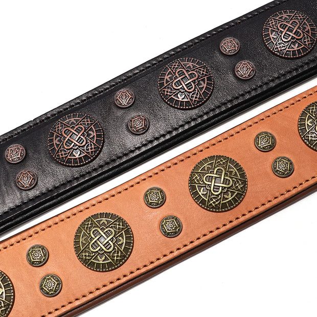 Genuine Leather Dog Collar Cool Spiked Studded Dog Collars Adjustable Pet Necklace for Medium Dogs French Bulldog Labrador