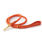 PU Leather Alloy Dog Collar Durable Fashion Knitted Traction Rope for Medium Dogs Outdoor Walking Accessories