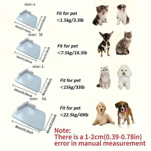 Pet Cooling Pad with L Shaped Pillow and Two Cute Eyes Pattern for Dogs and Cats Washable Ice Cooling Mat Summer Comfort Design